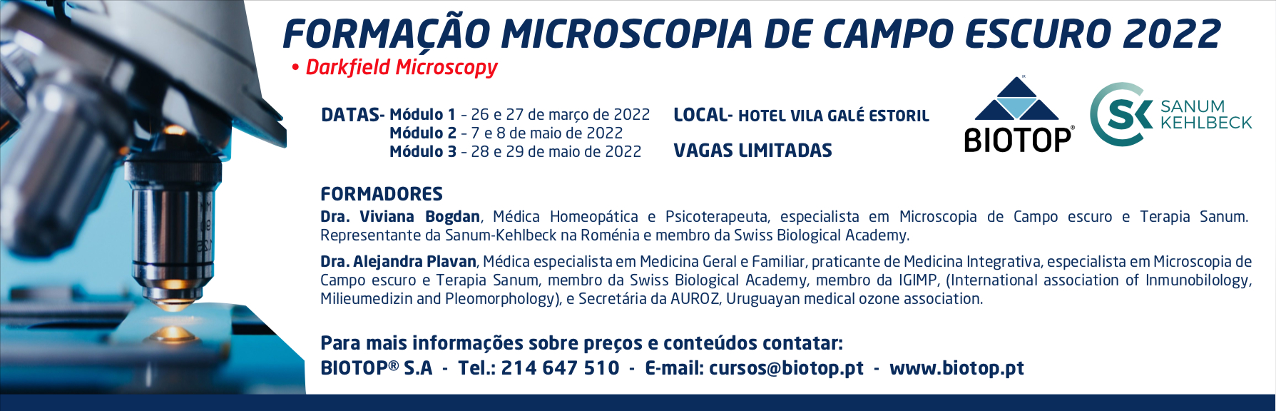 Curso Microscopia de Campo escuro 2022 Módulos 1, 2 e 3 Biotop